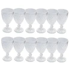 KIT DE 12 TAÇAS DE VIDRO PARA AGUA VINHOS COQUETÉIS E DRINKS