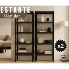 KIT 2 Estantes Modular  para Escritórios Sala e cozinha - Prateleira COM PEZINHOS