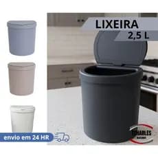 Lixeira Pequena Lixo com Tampa de cozinha - 2,5 Litros- utensilhos
