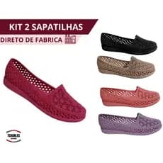 KIT 2 Sapatilha Macia Feminina Direto de Fábrica Bico Arredondado - varias cores