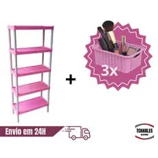 OFERTA COMBO Prateleira Multiuso + 3 Cestos Organizadores Pequenos – Estante Plástica para Organização