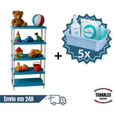 Estante De ANDARES + 3 CESTOS organizadores - Prateleira Modular Quarto criança e Escritório Decoração e Fácil montagem
