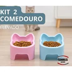 KIT 2 Comedouro Bebedouro Gatinho Elevado Postura correta - Antiformiga