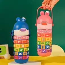Copo Garrafa Térmica Infantil Lúdica e Educativa - 2 em 1: Hidratação e Matemática 430ML
