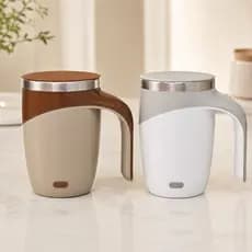 Copo Misturador Elétrico 380ml USB-C Aço Inox 304 Caneca Automática Recarregáve para Café Leite Chocolatel