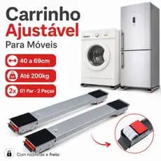 Suporte de base Ajustável Para Móveis Pesados Geladeira Máquina de Lavar Com Rodinhas e Freio 40 a 69cm Até 200kg