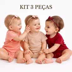 Kit 3 peças Body Ribana Premium Liso Bebe Conforto e Praticidade Qualidade Essencial Bory