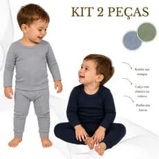 Kit 4 Peças Infantil Blusa Manga Longa Gola Redonda Com Calça Punho Ribana Masculino Quente  Inverno