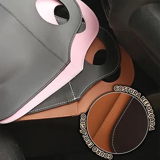Lixeira Para Carro em Couro Premium com Alça Porta Lixo Organização Interna