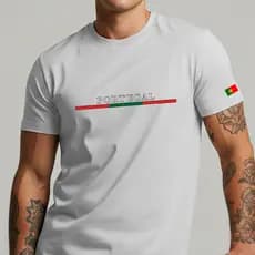 Camiseta Masculina Portugal Faixa Básica Estilo Street Moda Casual