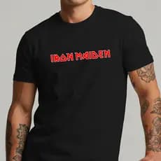 Camiseta Iron Maiden Logo Estampa Vintage Camisa Masculina Casual