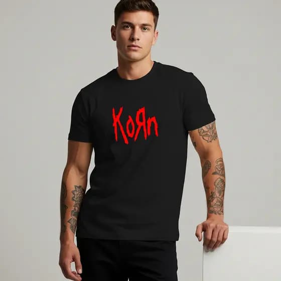 Camiseta KORN Masculina Banda Rock Metal Estampada Malha Algodão 30.1