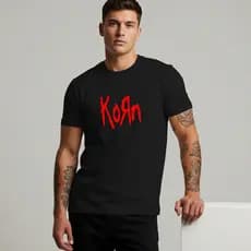 Camiseta KORN Masculina Banda Rock Metal Estampada Malha Algodão 30.1