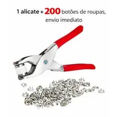 Alicate Aplicador Para Botão De Metal De Pressão Roupa Bebe com 200 botões de roupas