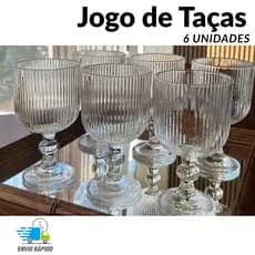 Jogo de Taças Graffiato 370ml Vidro Transparente Kit com até 6 Unidades Elegantes