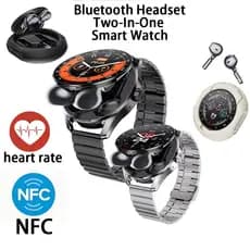 2025 Novo TWS 2-Em-1 Fones De Ouvido Bluetooth NFC Smartwatch Relógio Inteligente Monitoramento Freqüência Cardíaca BT C