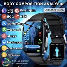2026 Novo Al Saúde Diagnóstico Sangue Lpids Ácido Úrico ECG + PPG Smartwatch Relógio Inteligente Aivoz Bluetooth Chamada