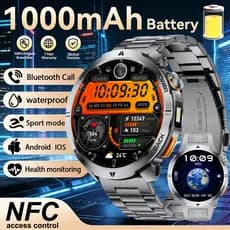2026 Novo Militar 1000mAh Bateria Smartwatch Relógio Inteligente Adulto Masculino Bússola Chamada Bluetooth Tela AMOLED