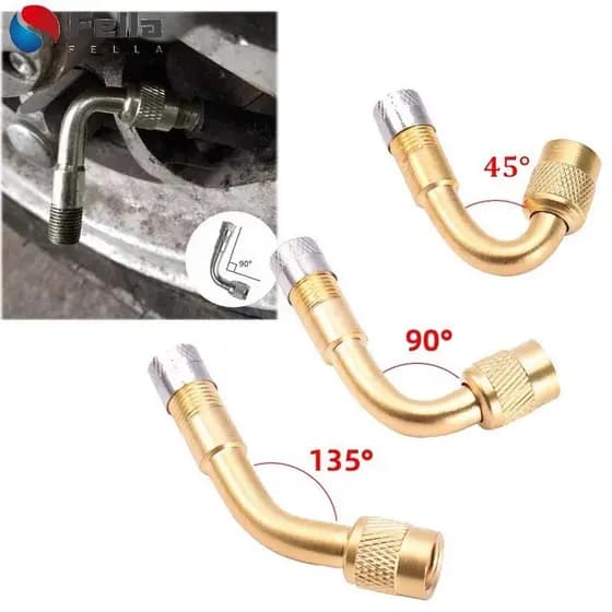 Extensor de Válvula de Latão Cinza 45/90/135 Grau Adequado para Conector de Roda de Bicicleta e Motocicleta Adaptador de