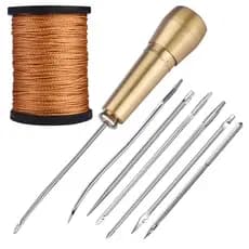 Kit De Costura De Couro DIY Furador Agulha Alça De Cobre Conjunto De Sapatos De Lona Ferramenta De Reparo Linha De Náilo