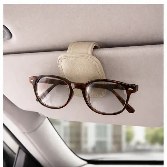 Suporte Porta Óculos para Carro Veicular – Clip em Couro PU