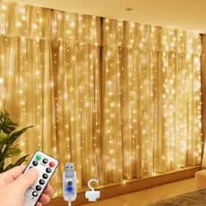 6x3M （3x3m） 600/300 LED cortina de luz com controle remoto 8 modos de iluminação corda de luz USB várias