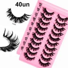 Kit 20 par Cílios postiços Conjunto de Cílios e Onduladores Naturais e Volume 3D 11mm Reutilizáveis