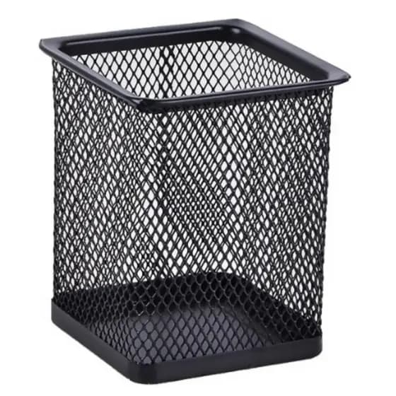 Porta Caneta E Lápis Aramado Escritório Quadrado Clips