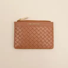 Porta Cartão Feminino Texturizado Marrom  -