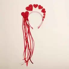 Tiara Carnaval Corações Vermelho Com Fitas  -
