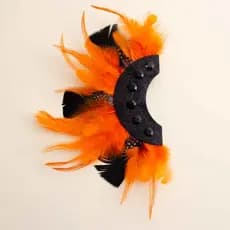 Ear Cuff Luxo Carnaval Penas Laranja E Preto Com Pedras  -