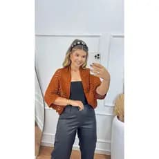 Kimono Feminino Acessório Capa Casulo de Tricot Ponto Crochê Saida de Praia Moda Inverno Verão