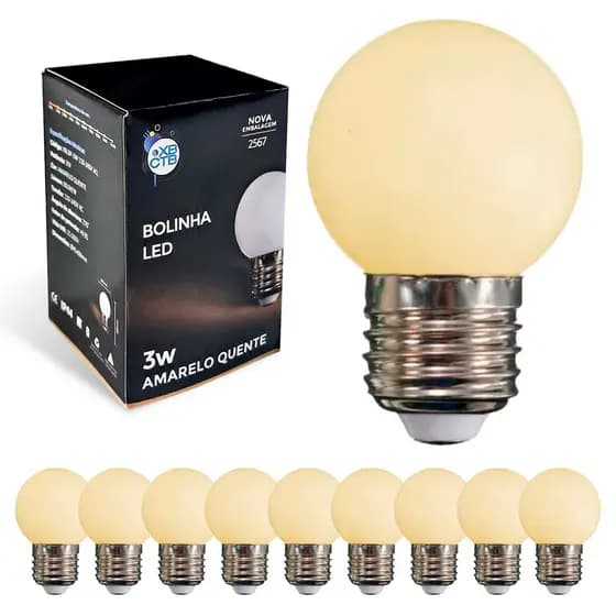 10x Lâmpada LED Bolinha 3W 3000K Quente Bivolt Festão Varal de Luz Camarim Letreiro