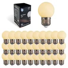 30x Lâmpada LED Bolinha 3W 3000K Quente Bivolt Festão Varal de Luz Camarim Letreiro