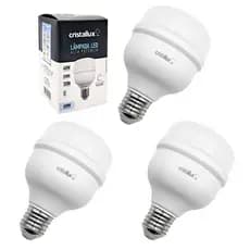 Kit 3 Lâmpada Bulbo 40w Branca Fria 6500k Led Alta Potência E27 Bivolt Cristallux