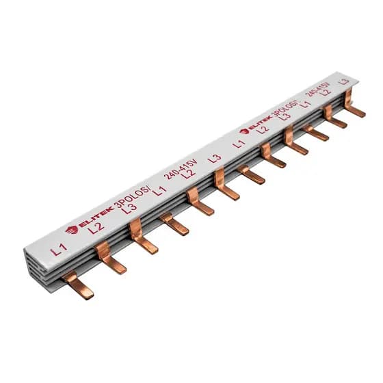 Barramento Pente Fase Trifásico Tripolar 63A 12 Polos 21,5cm Elitek
