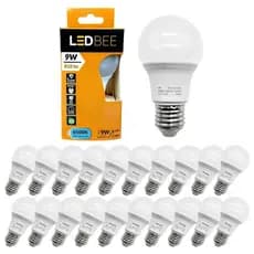 Kit 20 Lâmpadas Bulbo 9W Bivolt E27 Branca Fria 6500K ou Quente 3000K