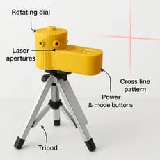 Nível Laser Profissional 360º Giratorio Com Tripé Nivelador Multifuncional Piso Teto 5 Modos