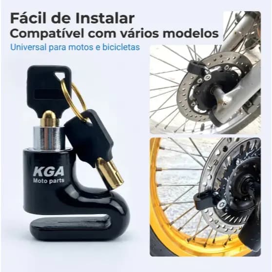 Trava de Bicicleta e Motocicleta a Disco Preto - Resistente à Corrosão e Água, Segurança Antirroubo