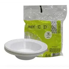 PRATO 15cm REDONDO BRANCO FUNDO - 5 PACOTES C/ 10 UNIDADES - KEROCOPO