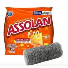 ESPONJA DE LÃ DE AÇO - 5 PACOTES C/ 8 UNIDADES - ASSOLAN YPÊ