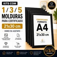 Kit Molduras para Certificado 21x30 cm - Vidro ou Acetato
