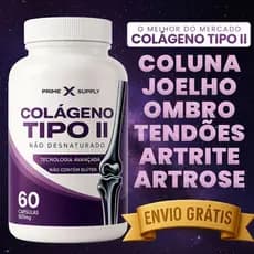Colágeno Tipo 2 Com 60 Cápsulas Não Desnaturado Alívio nas Articulações PrimeX