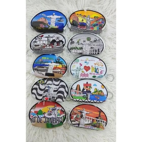 Kit Porta Moedas Porta Níquel redondo Courosintético colecionável Rio de Janeiro Lembrança