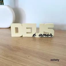 Letreiro decorativo Deus É Amor - Frase decoração - Zately
