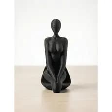 Escultura Decorativa Mulher Yoga Meditação 3D Preta Minimalista Enfeite Sala Escritório Zen Sensual Elegante