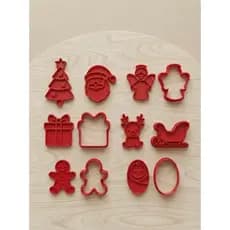 kit com 8 peças de cortador e marcador de biscoitos de natal/papai noel/arvore de natal