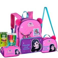 Kit mochila escola infantil Luluca com lancheira estojo Clio