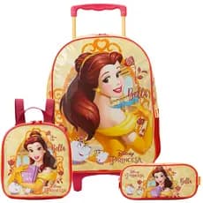 Kit Mochila Carrinho de Princesa Bela Disney Oficial Meninas Xeryus Original