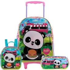 Kit Mochila Escolar Rodinha Infantil pandinha Fofo Original Xeryus Promoção